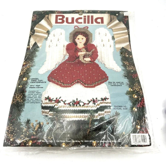 Bucilla Angel Tree Top Centerpiece Yarn Craft Project 10.5" tall 1991 NOS - Picture 1 of 4